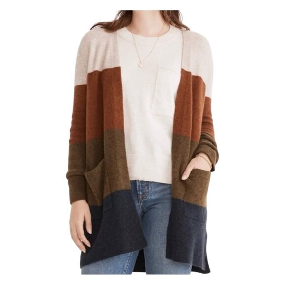 Madewell Kent Color Block Stripe Cardigan In Coziest Yarn Women Sz S - Picture 1 of 6